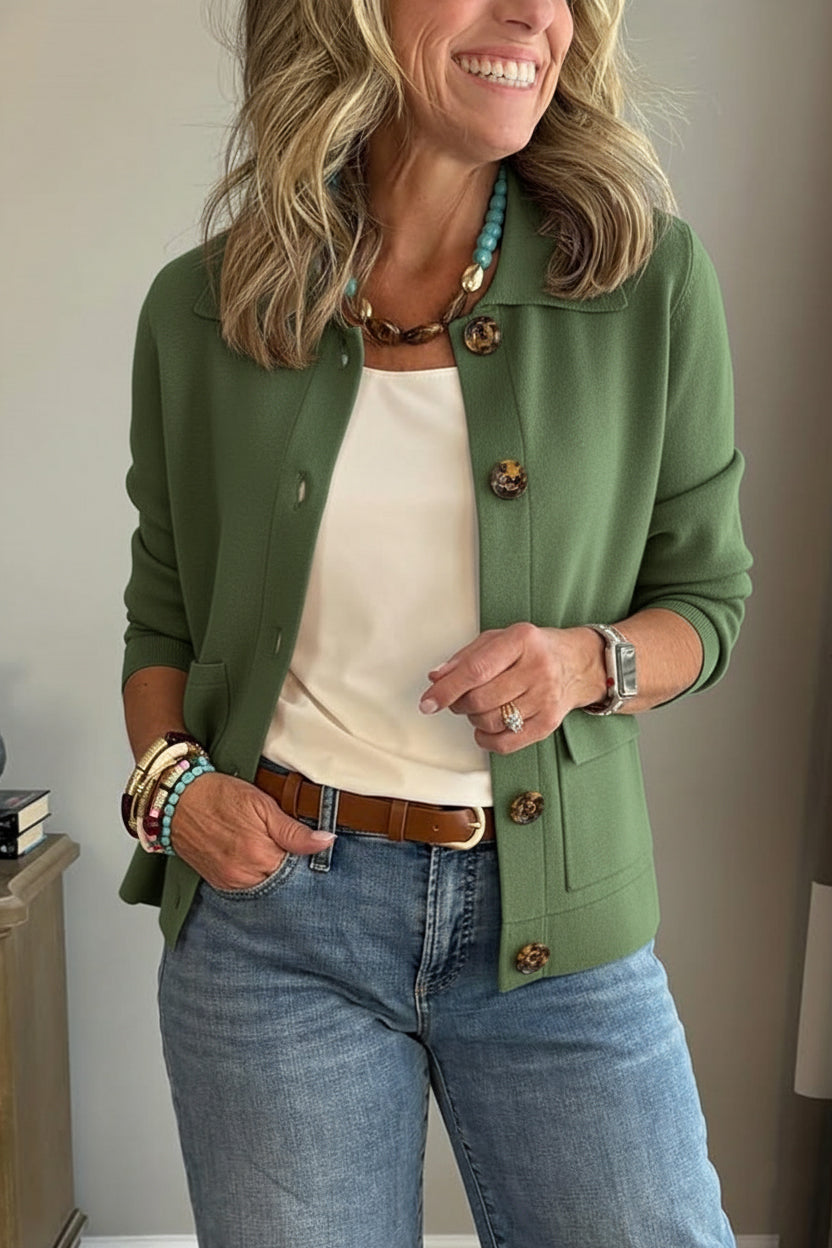 Casual Lapel Pocket Solid Color Jacket