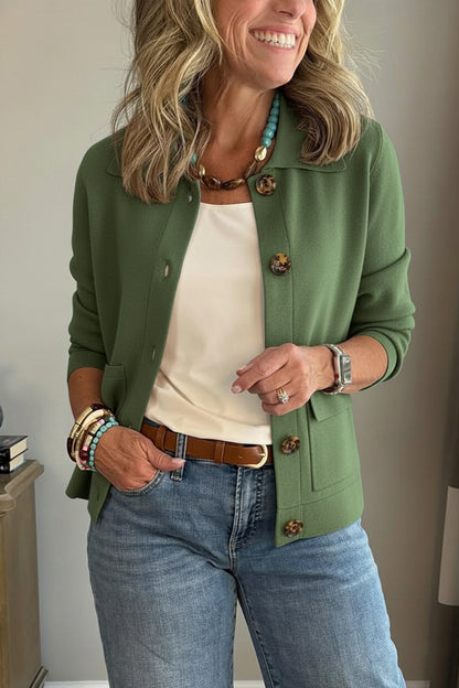 Casual Lapel Pocket Solid Color Jacket