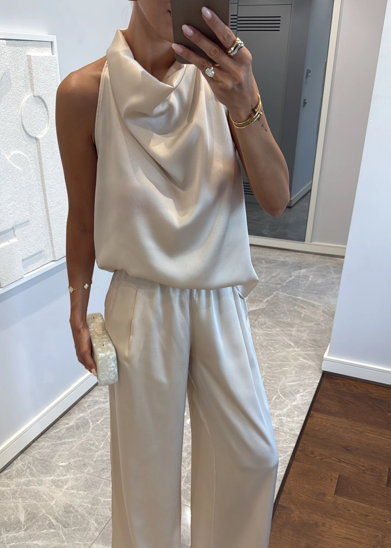 Satin Draped 2 Piece Set