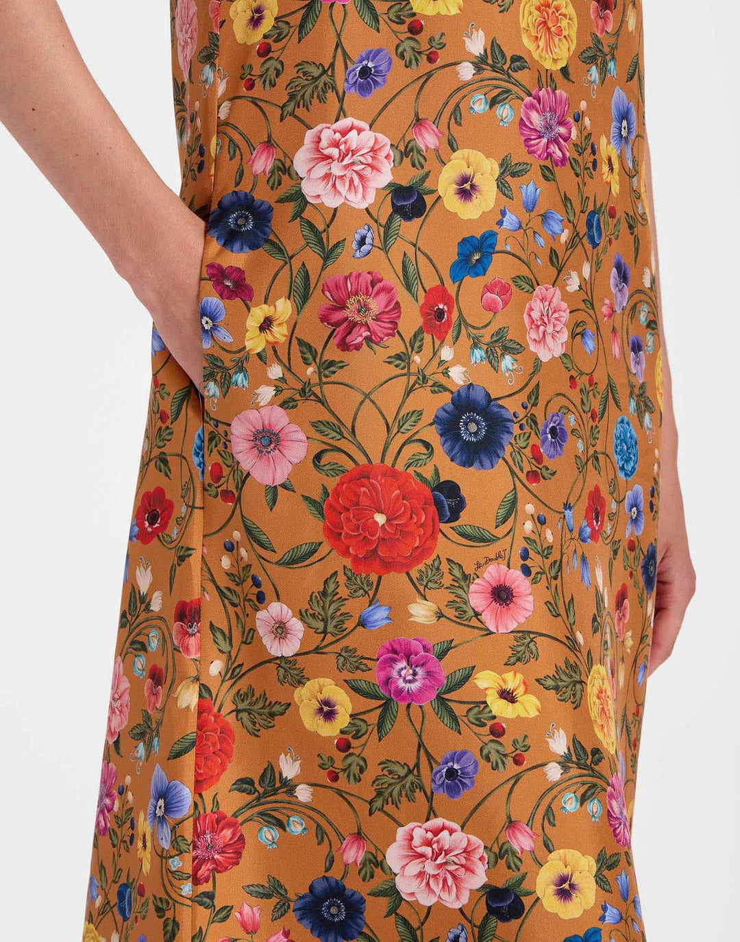 Floral Printed Feather Midi Dress