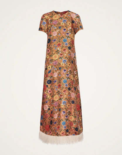 Floral Printed Feather Midi Dress