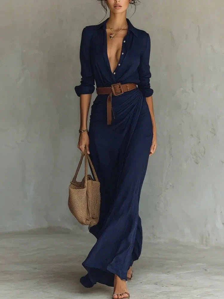 MM | Lapel-Wrap Maxi Dress