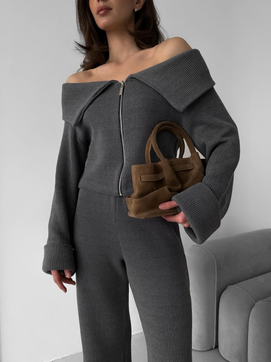 Knit Off Shoulder Lounge Set