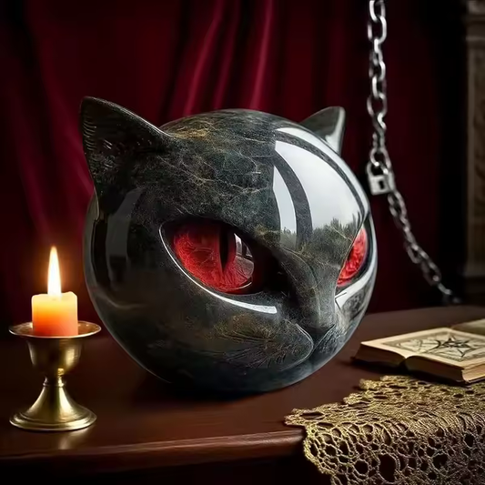 NyxCharm – Mystical Black Cat Head Sculpture
