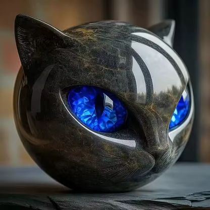 NyxCharm – Mystical Black Cat Head Sculpture