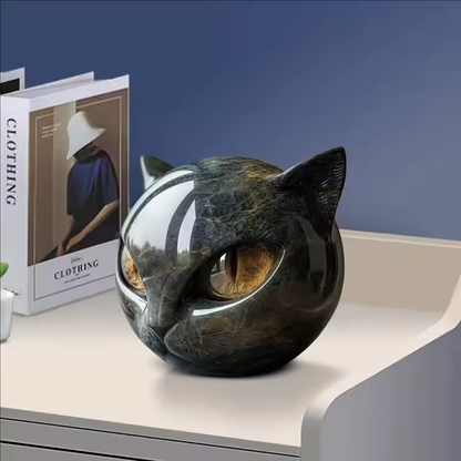 NyxCharm – Mystical Black Cat Head Sculpture