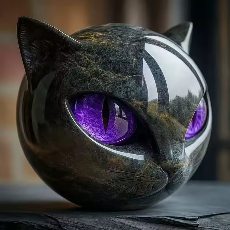 NyxCharm – Mystical Black Cat Head Sculpture