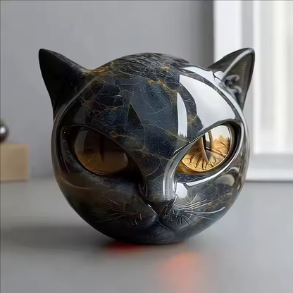 NyxCharm – Mystical Black Cat Head Sculpture