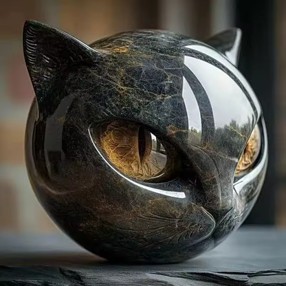 NyxCharm – Mystical Black Cat Head Sculpture