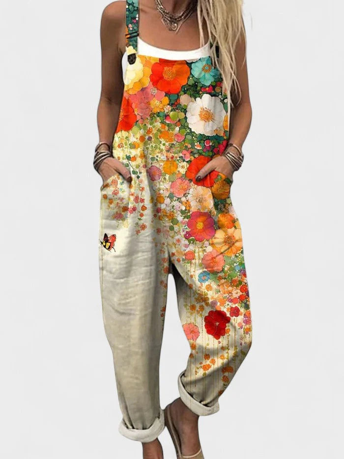 Relaxed Garden Print Overalls