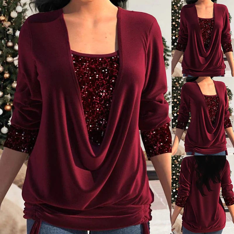 Women’s long-sleeve shirt with sequins