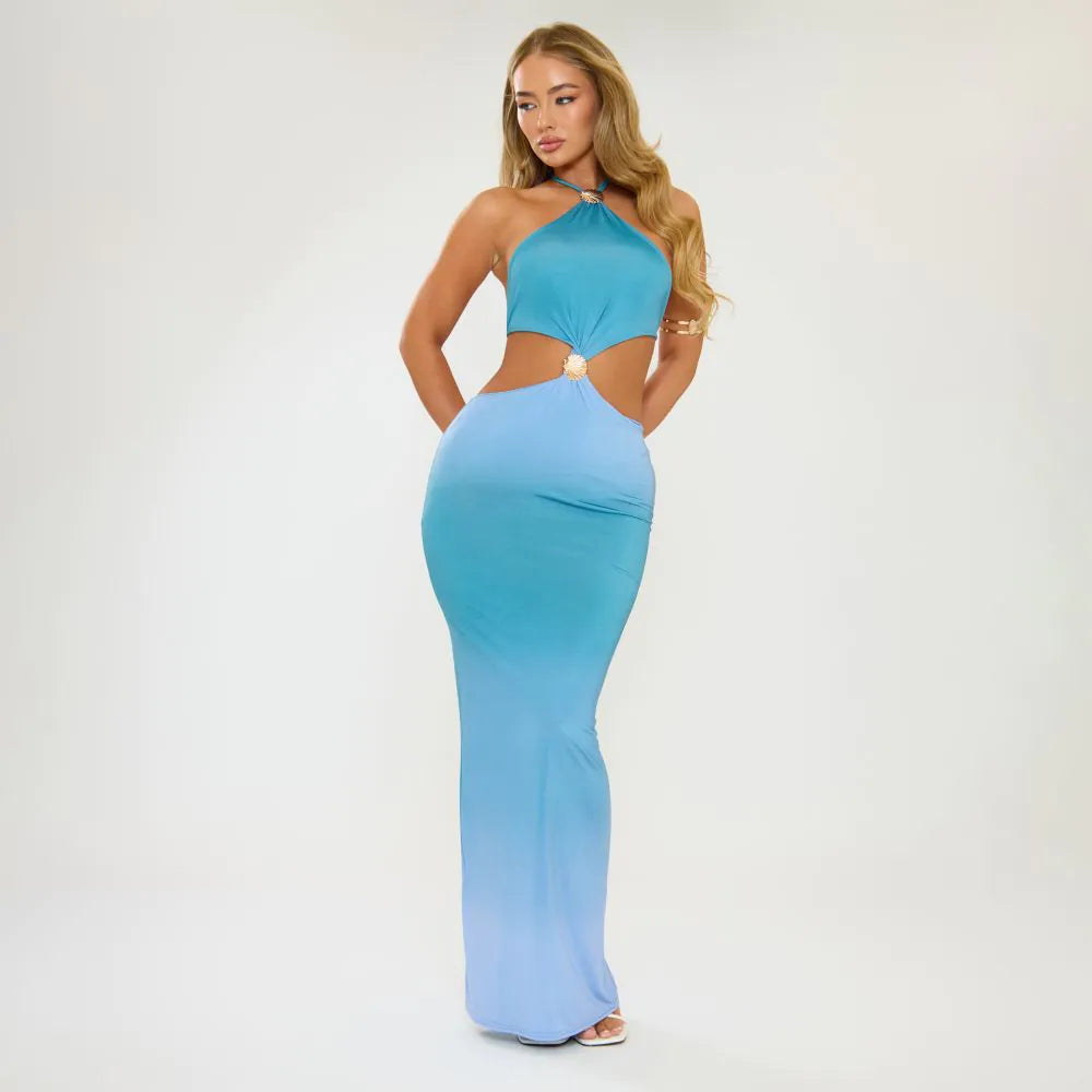 MELANIA HALTER MAXI DRESS