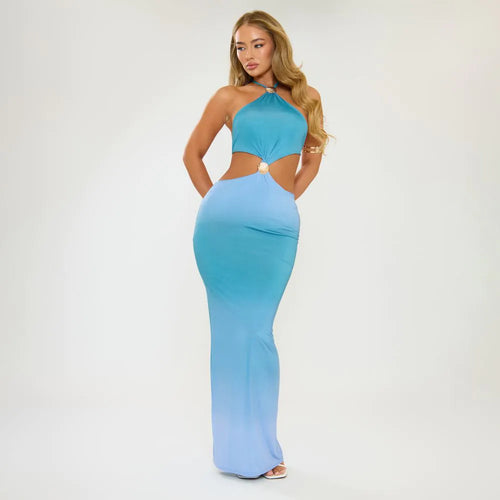 MELANIA HALTER MAXI DRESS