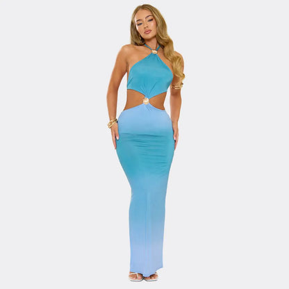 MELANIA HALTER MAXI DRESS