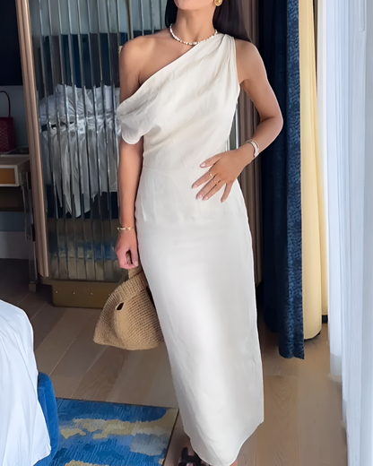 Dish Slip One-Shoulder Dress
