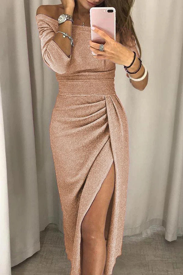 Serenique Off-Shoulder Wrap Gown