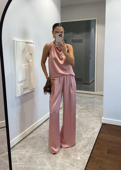 Satin Draped 2 Piece Set