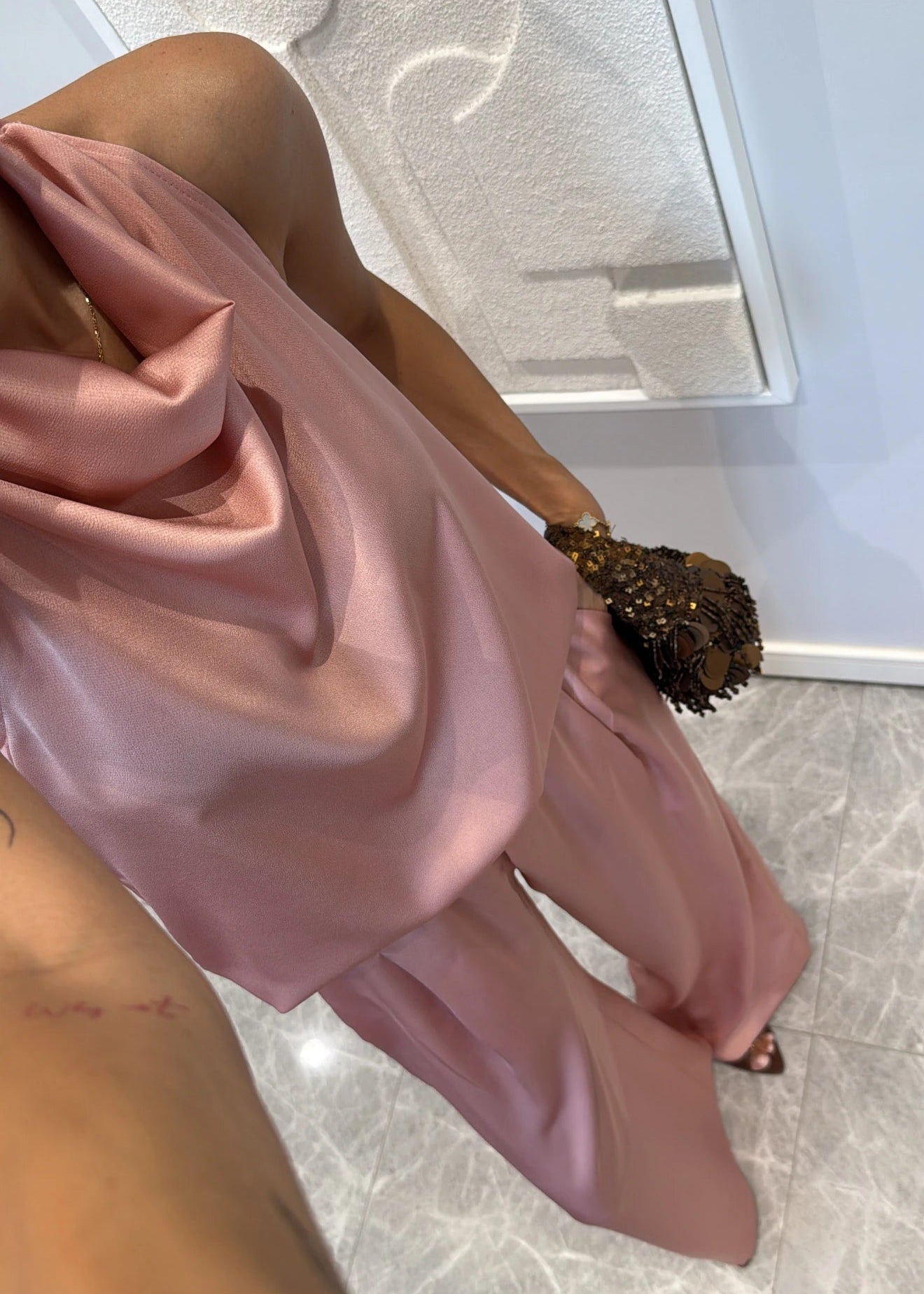 Satin Draped 2 Piece Set