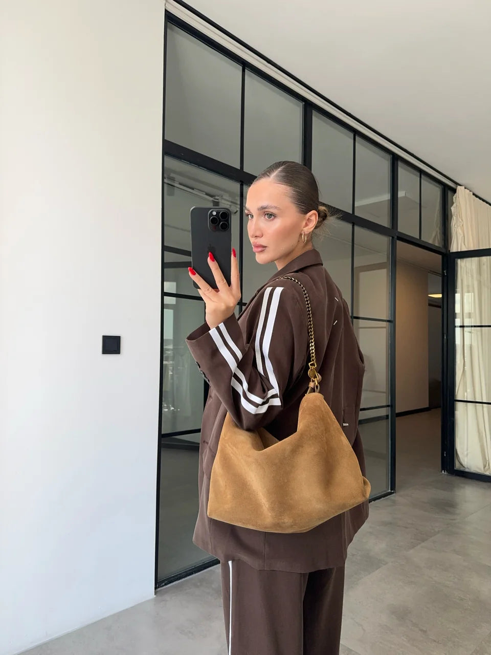 Levvie Stripe-Trim Blazer & Pant Set