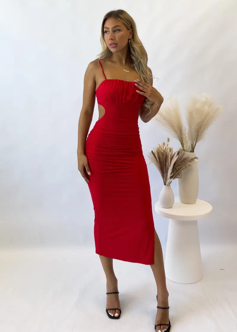 Alicia Midi Dress - Red
