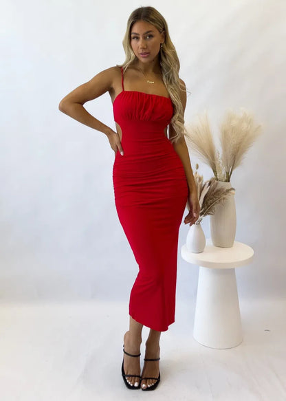 Alicia Midi Dress - Red