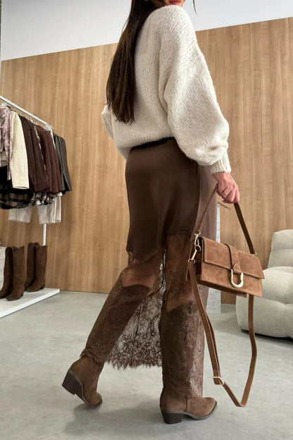 Antara | Satin Lace Skirt