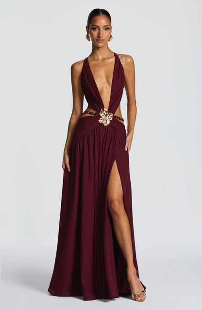 Cherry Lacquer Maxi Dress