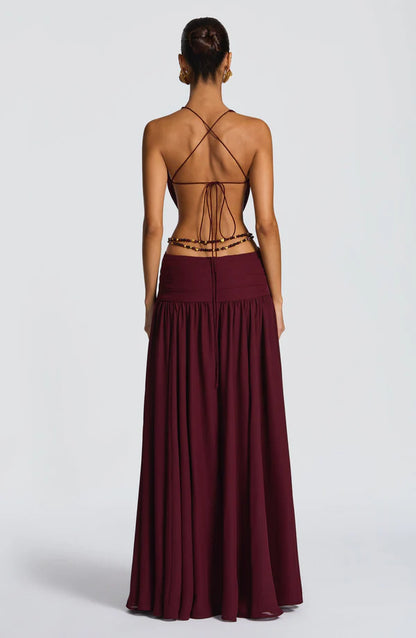 Cherry Lacquer Maxi Dress