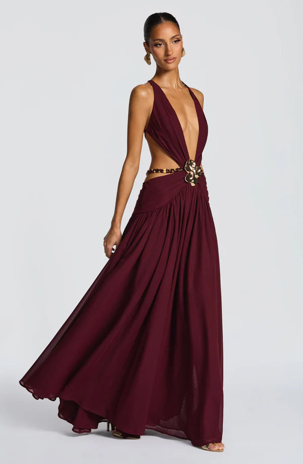Cherry Lacquer Maxi Dress