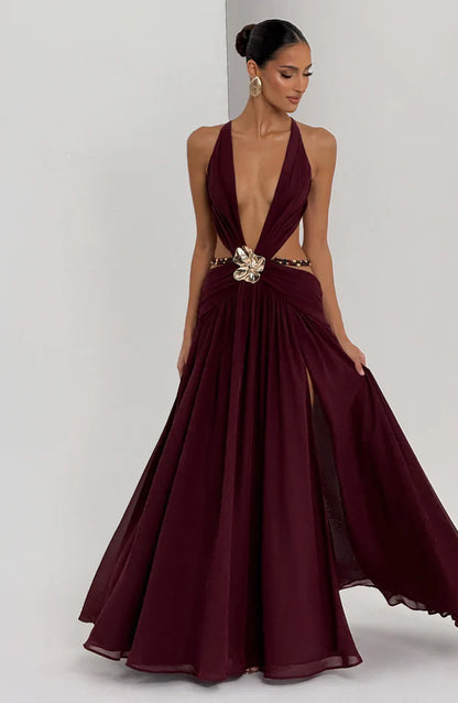 Cherry Lacquer Maxi Dress
