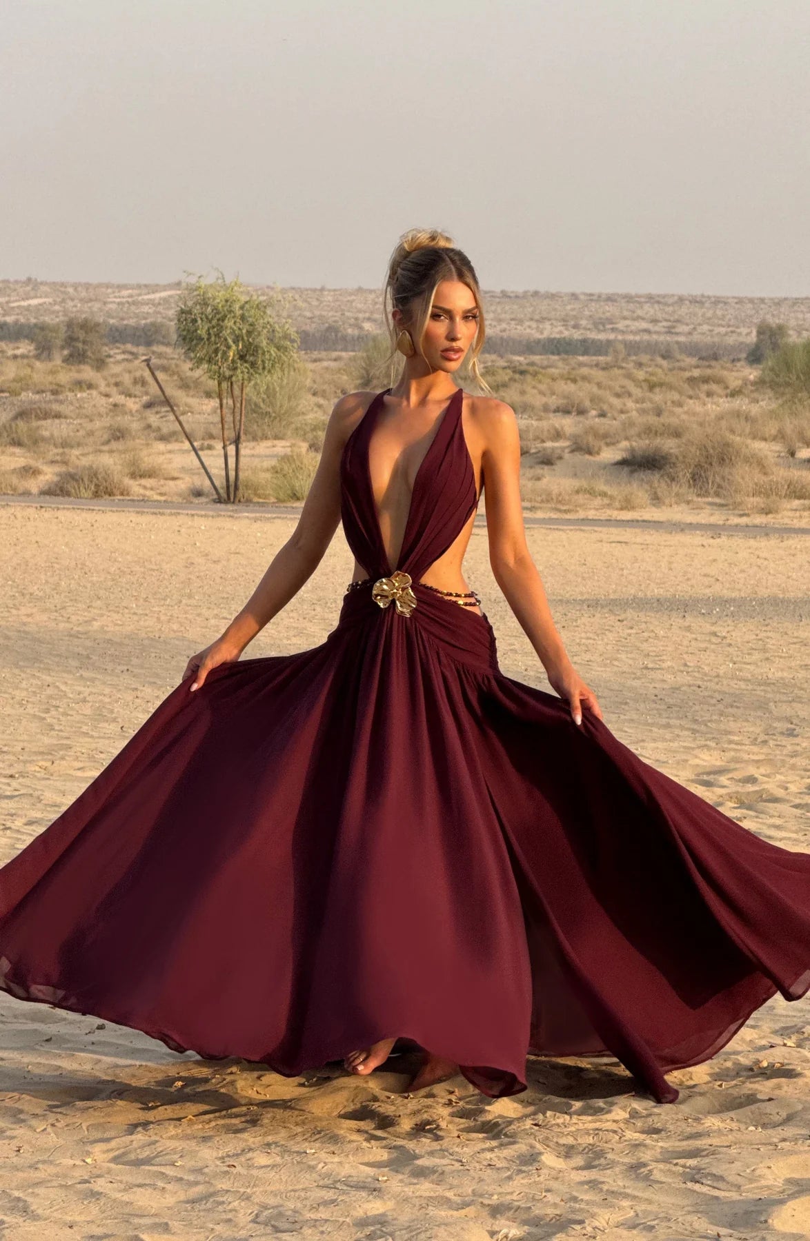 Cherry Lacquer Maxi Dress