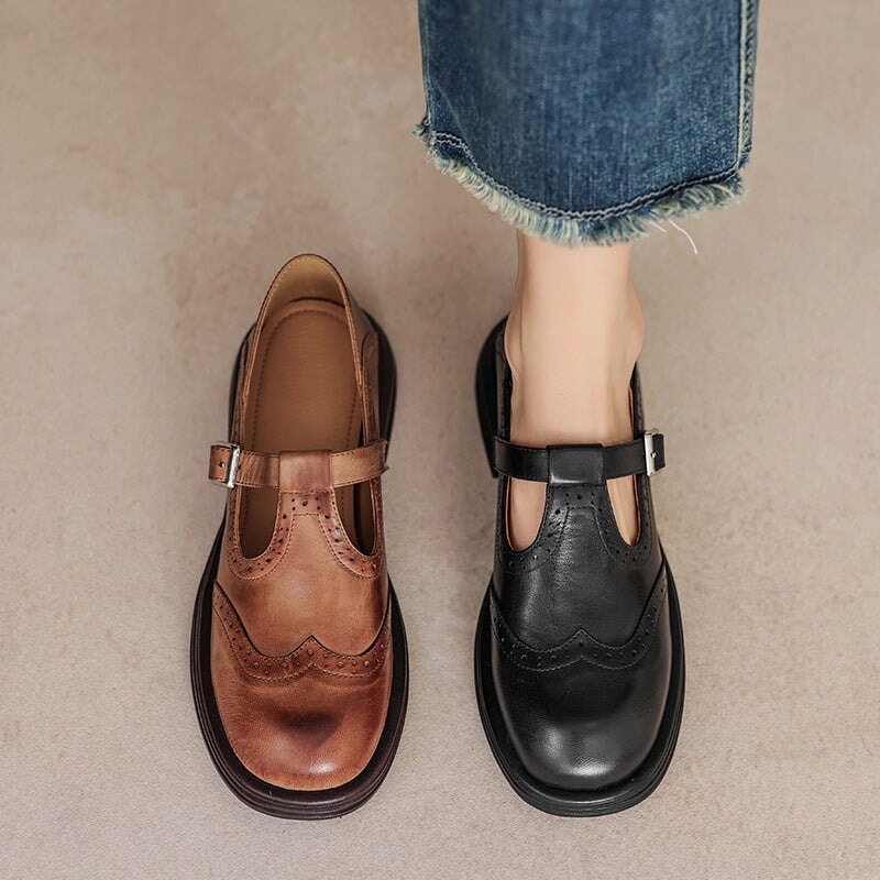 VELDA | Elegant leather shoes with a Mary Jane design