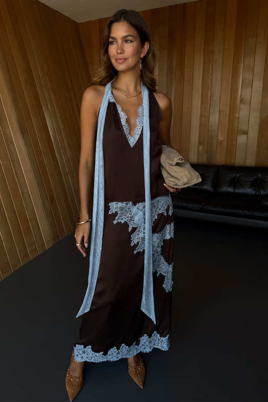 MM| Chocolate Blue Lace Set