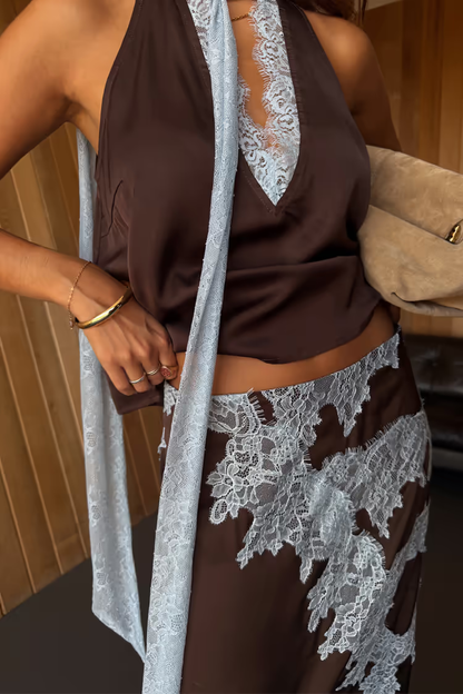 MM| Chocolate Blue Lace Set