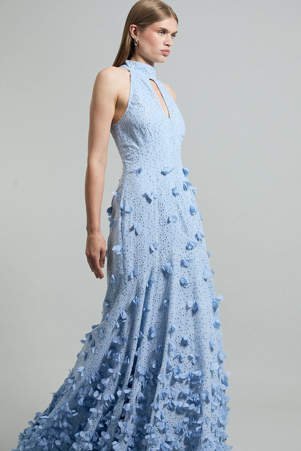 ALI EMBELLISHED BRODERIE MAXI DRESS