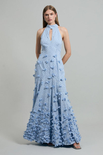 ALI EMBELLISHED BRODERIE MAXI DRESS