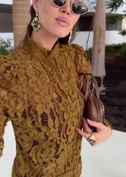 Elora Lace Button-Up Top