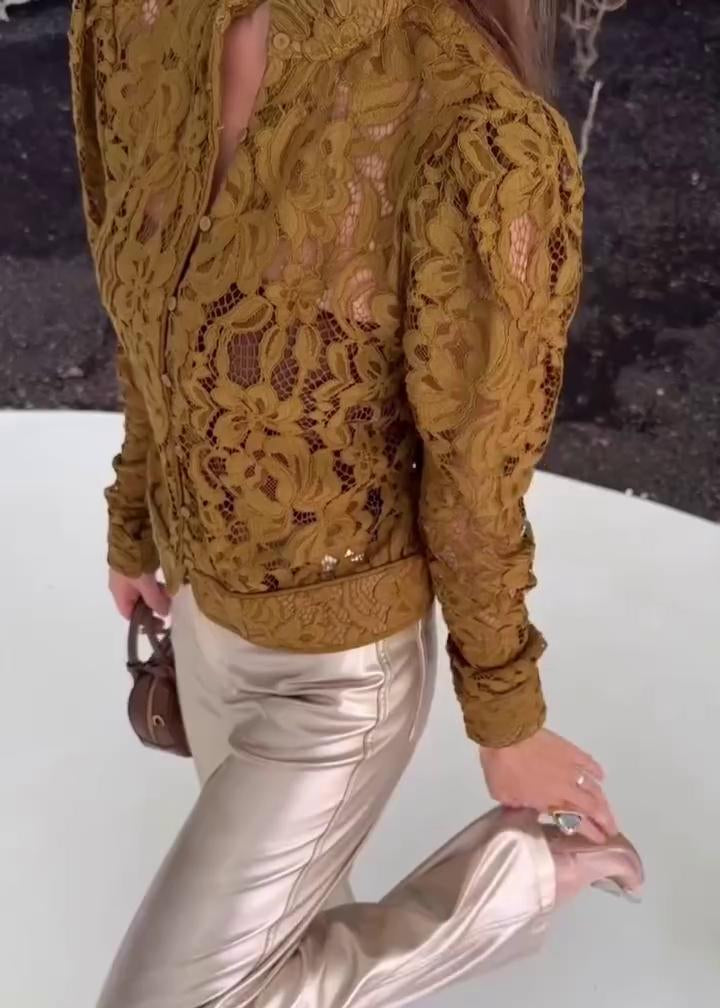 Elora Lace Button-Up Top