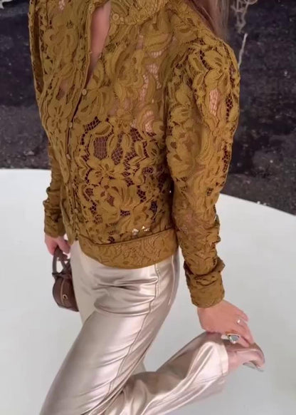 Elora Lace Button-Up Top