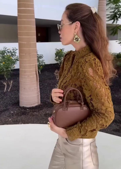 Elora Lace Button-Up Top