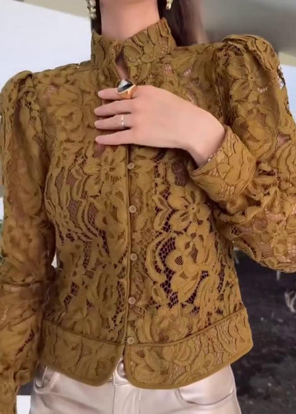 Elora Lace Button-Up Top