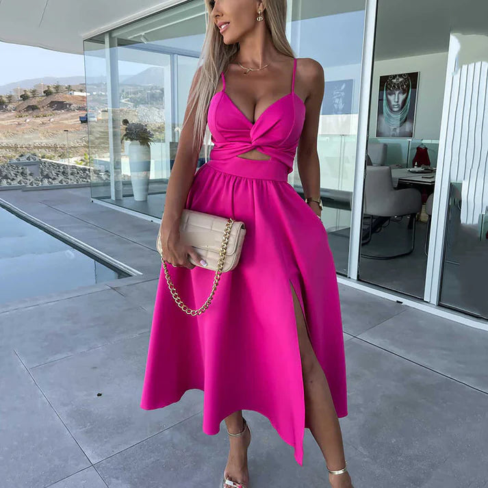 Blush Allure Cutout Midi Dress