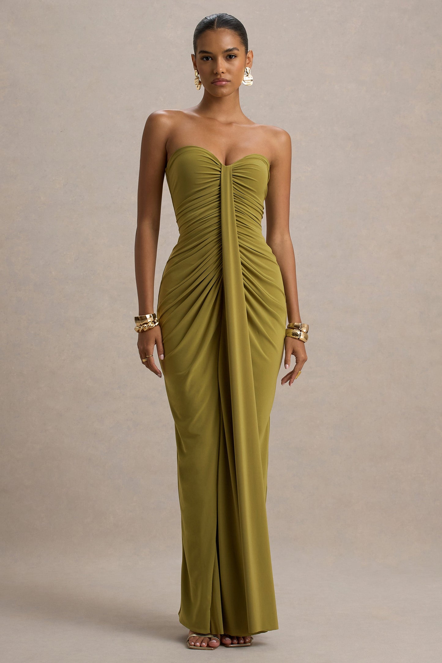 PETAL RUCHED WRAP MAXI DRESS