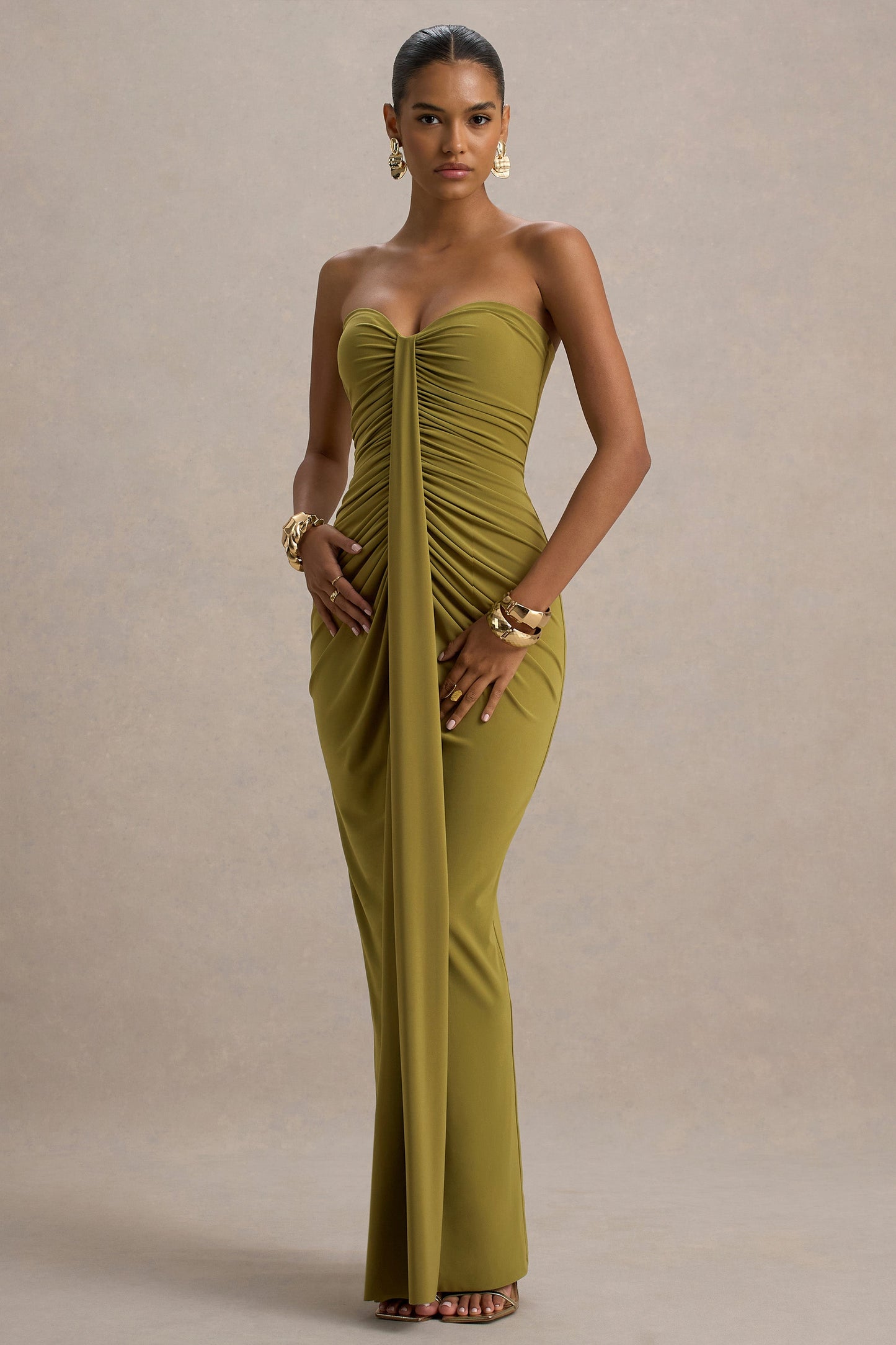 PETAL RUCHED WRAP MAXI DRESS