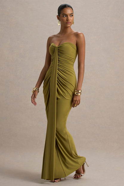 PETAL RUCHED WRAP MAXI DRESS