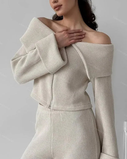 Knit Off Shoulder Lounge Set